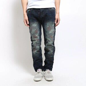 DESIGUAL RICARDO JEANS DARK BLUE DENIM CAMO FADING sz 32 x 32